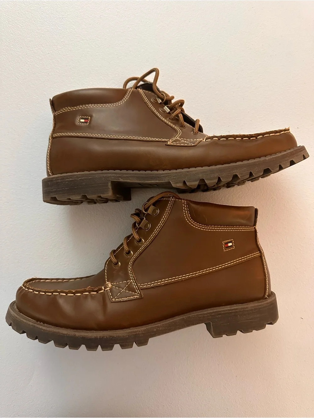 Tommy Hilfiger Brown Leather Chukka Moc-Toe Boots
